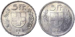 Switzerland LOTS  Lot 2 Pcs 5 Franken, 1922 ... 