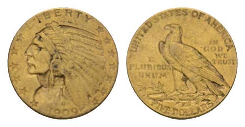 USA 1909 - USA 1909 5 Dollar Gold ... 