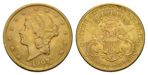 USA 1907 - USA 1907 20 Dollar Gold ... 