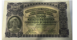 Switzerland 1939 1000 Francs 7. september ... 