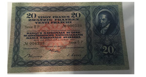 Switzerland 1937 20 Francs papermoney P:39f ... 