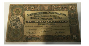 Switzerland 1914 5 Francs papermoney P: 11b ... 