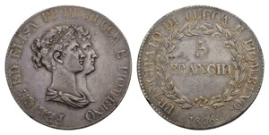 Lucca 1806 Franchi silver 25g KM 24.3 rare ... 