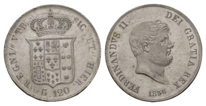 Naples Sicily 1856 120 Grana Silver 27.53g ... 