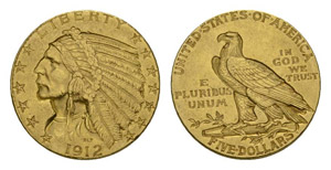 USA 1912 5 Dollar Gold 8.3g  Indian head ... 