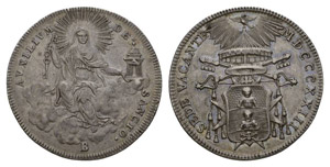 Vatican 1823 1/2 scudo silver 13.2g ... 