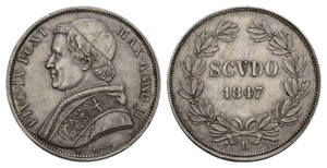 Vatican 1874B  Scudo silver 26.8g KM 1336.1 ... 