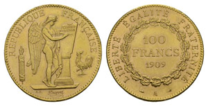 Frankreich 1909 100 Francs Gold 32.2g FB 569 ... 