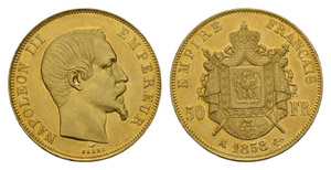 Frankreich 1858A 50 Francs Gold 16.12g FAD ... 