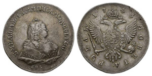 Russland 1743 Elisabeth, 1741-1762 Rubel ... 