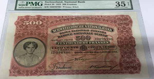 Schweiz 1923 500 Franken Note Nationalbank 1 ... 