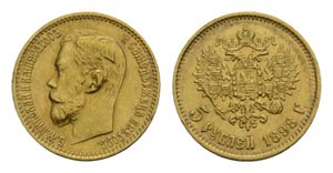 Russland Russia   1898 5 Rubel Gold 4.4g ... 