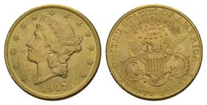 USA 20 Dollars 1907 S, Eagle with motto, ... 