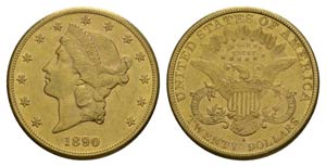 USA 20 Dollar 1890 Gold 33.4g Mzz.S Coronet ... 