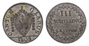 Schweiz Switzerland 3 Schillinge 1808. 1.99 ... 
