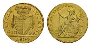 Schweiz Switzerland 10 Franken 1804. 4.76 g. ... 