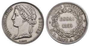 Schweiz Switzerland 5 Franken 1855. Prägung ... 