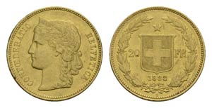 Schweiz Switzerland Bern.20 Franken 1888 B. ... 