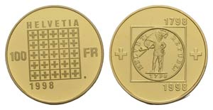 Schweiz Switzerland 100 Franken 1998 150 ... 