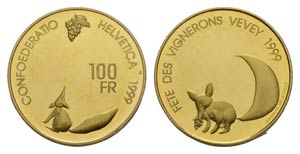Schweiz Switzerland 100 Franken 1999 Fete de ... 