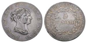 Italien 1806 - Italien / Italy 5 Franchi in ... 