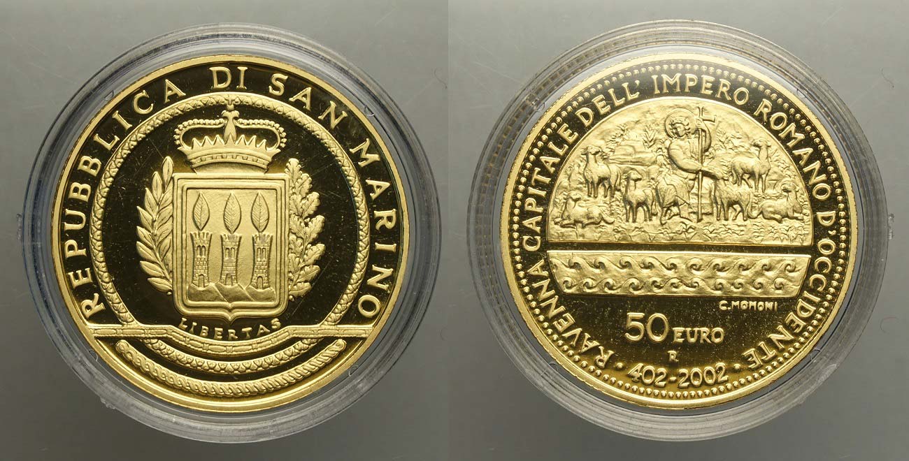 San Marino - 50 Euro 2002 - Au mm 28 g 16,12 - ... - Numismatic Auctions,  Shop, Bullion - Aurora