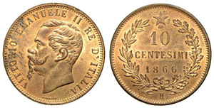 Regno d’Italia 10 Centesimi 1866 ... 