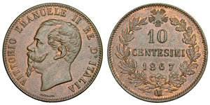 Regno d’Italia 10 Centesimi 1867 ... 