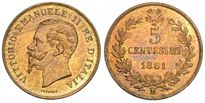 Regno d’Italia 5 Centesimi 1861 ... 