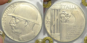 20 Lire “Elmetto” 1928 SPL/FDC ... 
