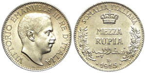 Mezza Rupia 1915 - Regno ... 