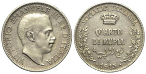 Quarto di Rupia 1913 - Regno ... 