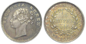 India Quarto di Rupia 1840 - India ... 