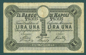 Banco di Napoli Lira 1/5/1878 - ... 