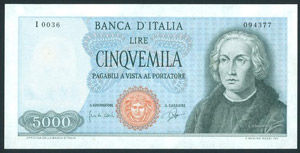 Repubblica Italiana 5.000 Lire ... 