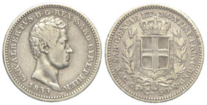 Savoia 50 Centesimi 1833 Torino - ... 