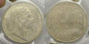 Savoia 5 Lire 1852 Genova - Savoia ... 