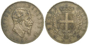 Regno d’Italia 5 Lire 1862 ... 