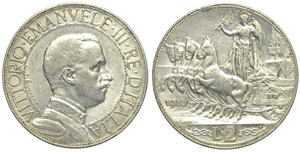 2 Lire “Quadriga Veloce” 1910 ... 