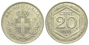 20 Centesimi “Esagono” 1918 C/ ... 