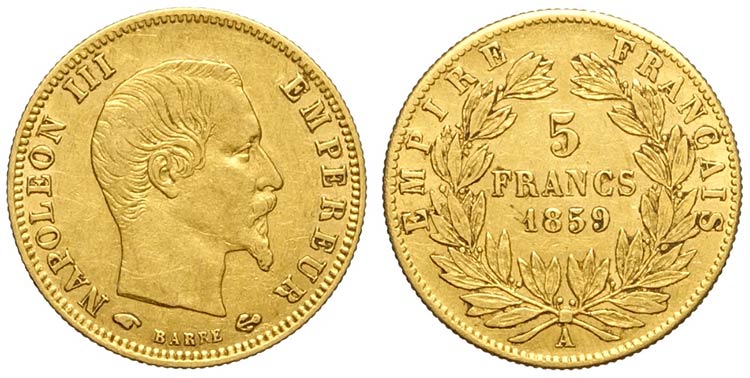 France, Napoleon III, 5 Francs ... 