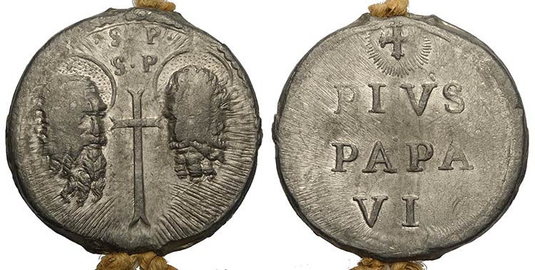 Pio VI - Bolla papale, Pb, 41mm, ... 