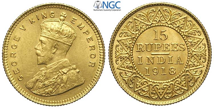 India British, George V, 15 Rupees ... 