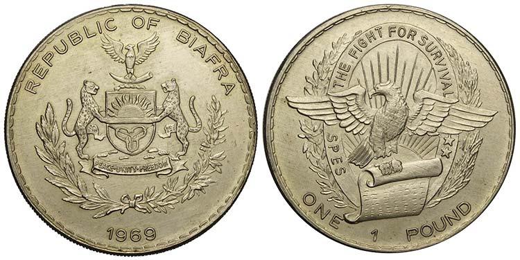 Biafra, Republic, Pound 1969, Ag ... 