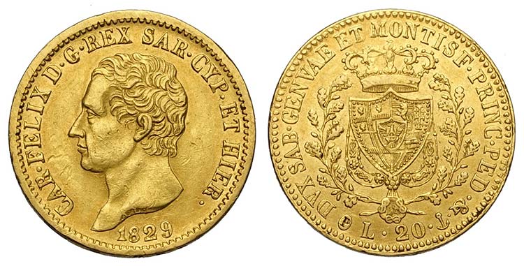 Savoia, Carlo Felice, 20 Lire 1829 ... 