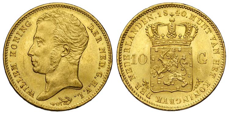 Netherlands, William I, 10 Gulden ... 