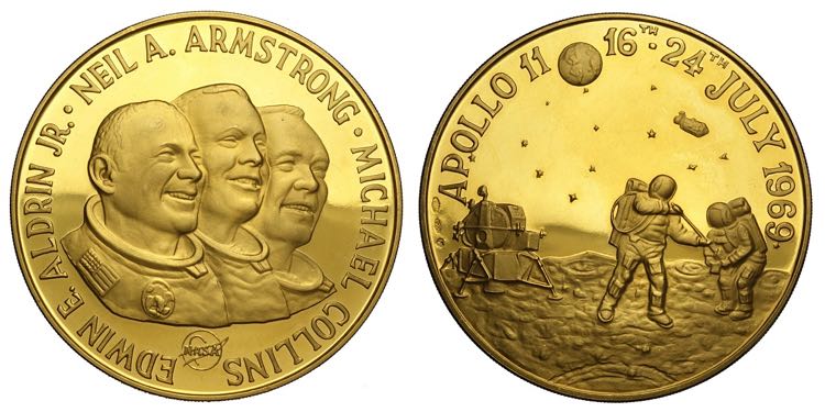 Apollo 11, Medaglia 1969, Au 900 ... 