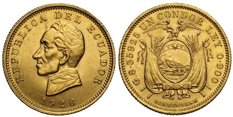 Ecuador, Republic, Condor 1928, Au ... 