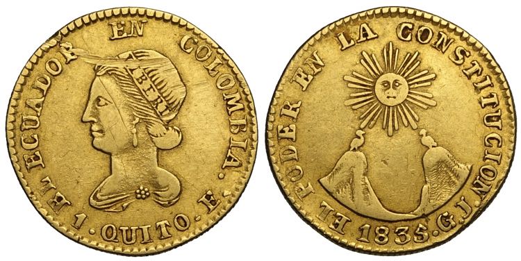 Ecuador, Republic, Escudo 1835, RR ... 