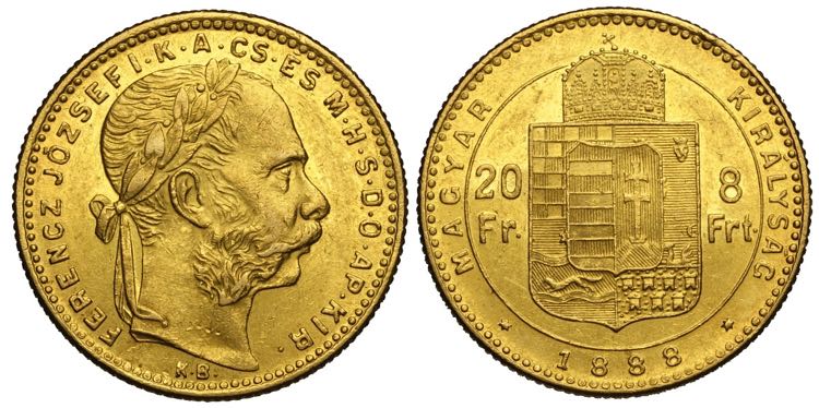 Hungary, Franz Joseph I, 8 Forint ... 